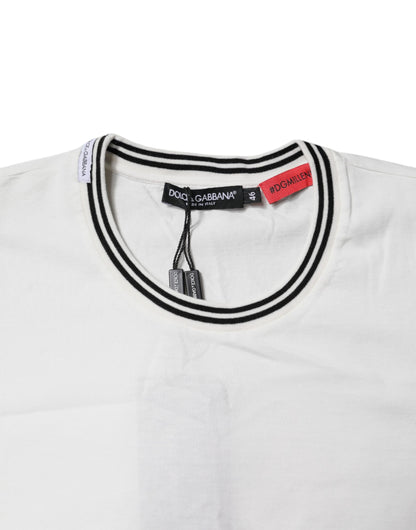Camiseta de algodón de cuello redondo blanca #DGMillennials de Dolce & Gabbana