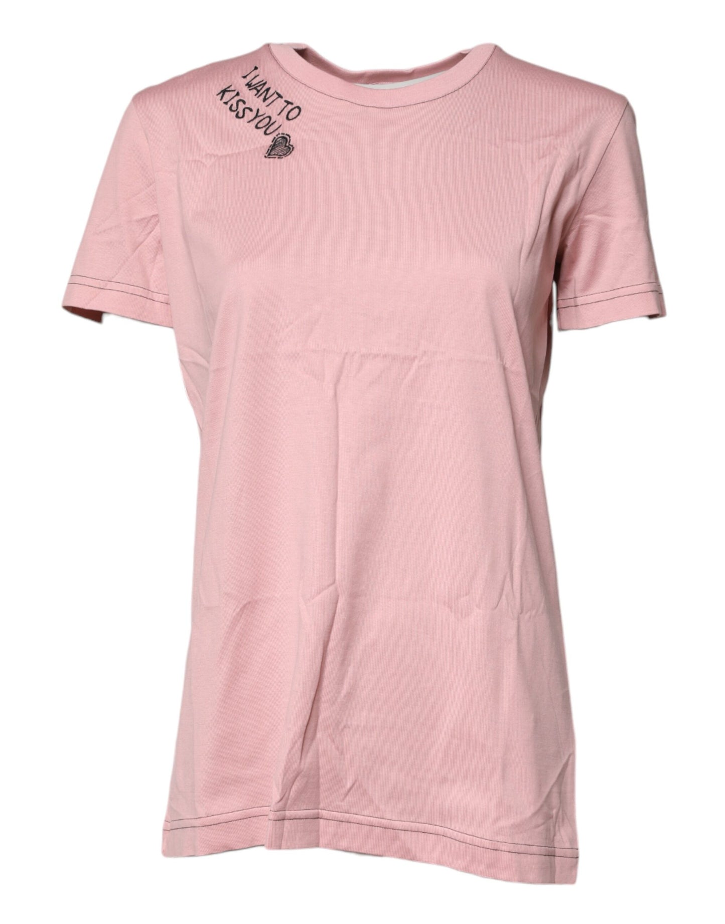 Dolce & Gabbana Camiseta de algodón con cuello redondo y logo estampado en rosa