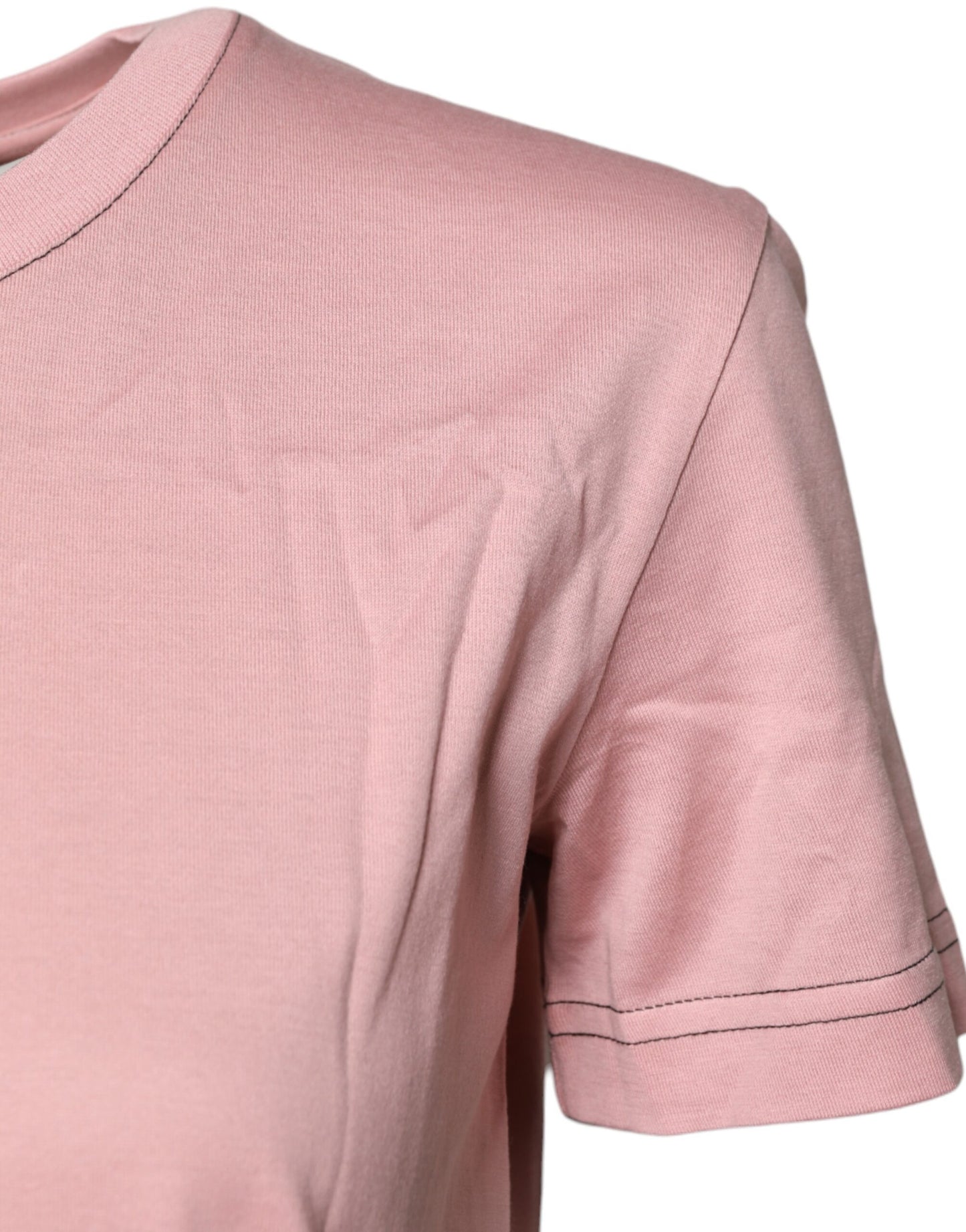 Dolce & Gabbana Camiseta de algodón con cuello redondo y logo estampado en rosa