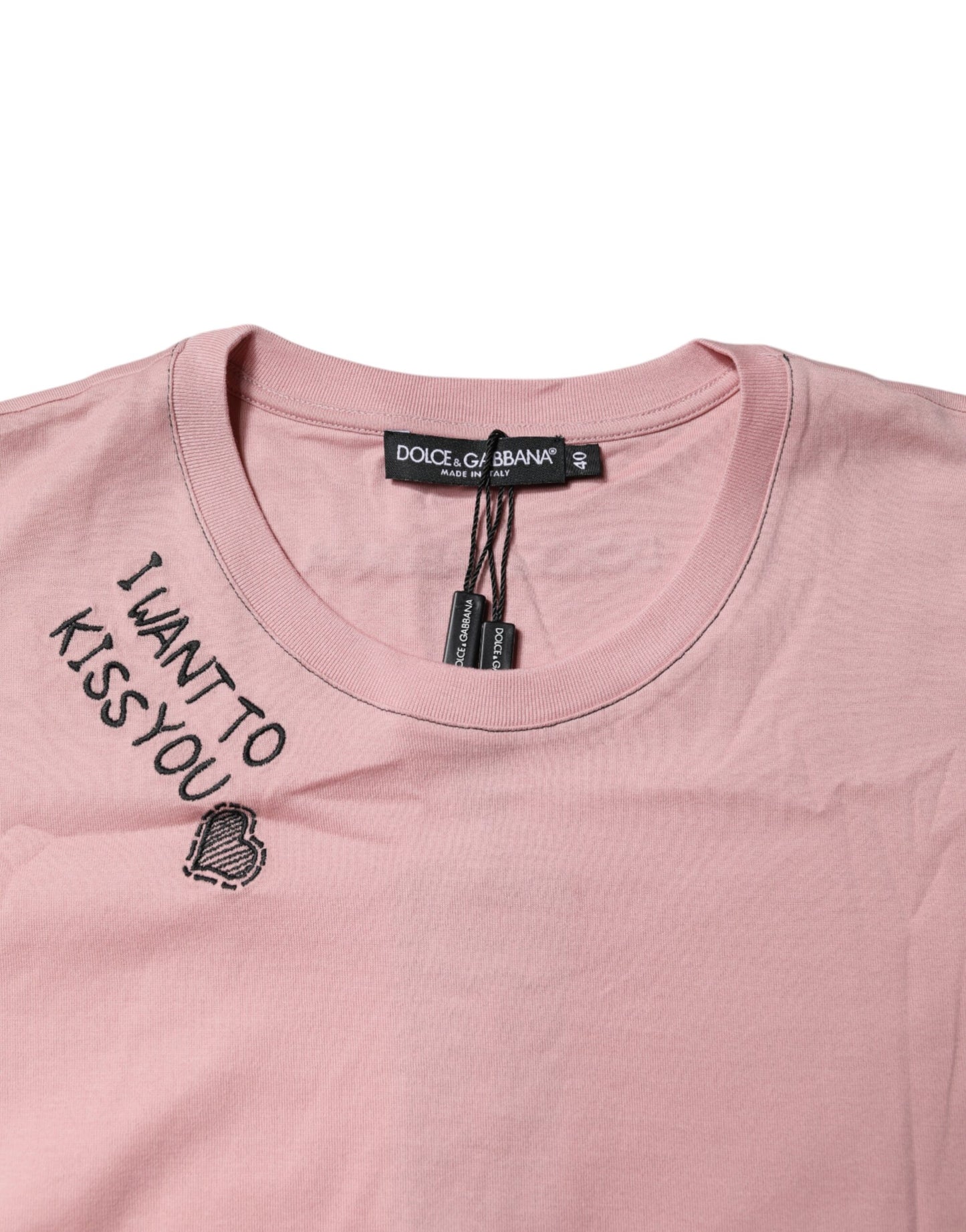 Dolce & Gabbana Camiseta de algodón con cuello redondo y logo estampado en rosa
