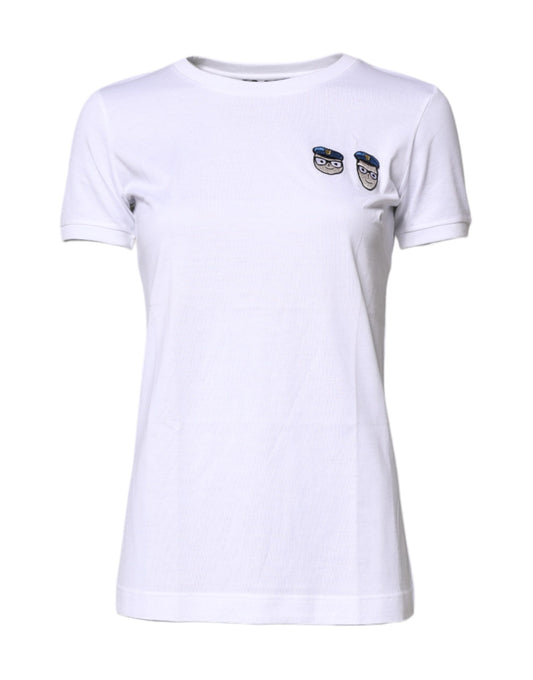 Camiseta de algodón con cuello redondo #DGFamily blanca de Dolce & Gabbana