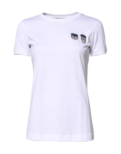 Camiseta de algodón con cuello redondo #DGFamily blanca de Dolce & Gabbana
