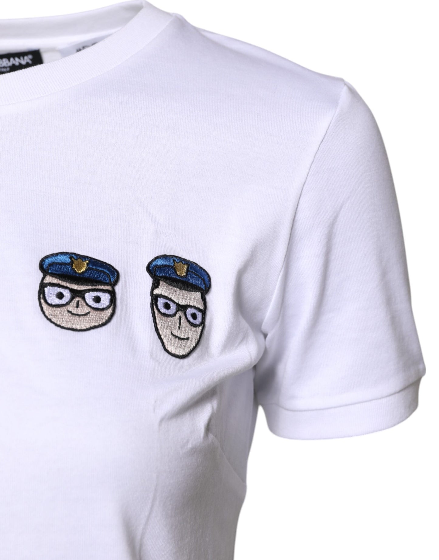 Camiseta de algodón con cuello redondo #DGFamily blanca de Dolce & Gabbana