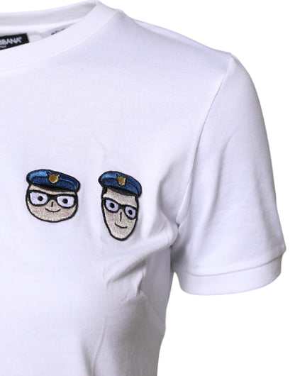 Camiseta de algodón con cuello redondo #DGFamily blanca de Dolce & Gabbana