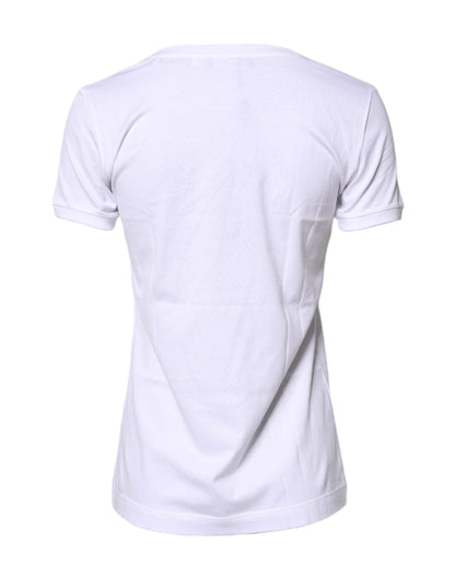 Camiseta de algodón con cuello redondo #DGFamily blanca de Dolce & Gabbana