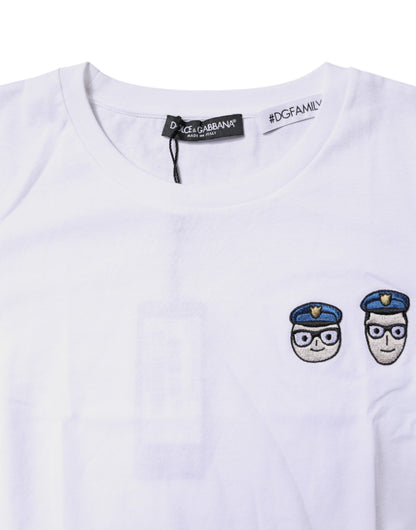 Camiseta de algodón con cuello redondo #DGFamily blanca de Dolce & Gabbana