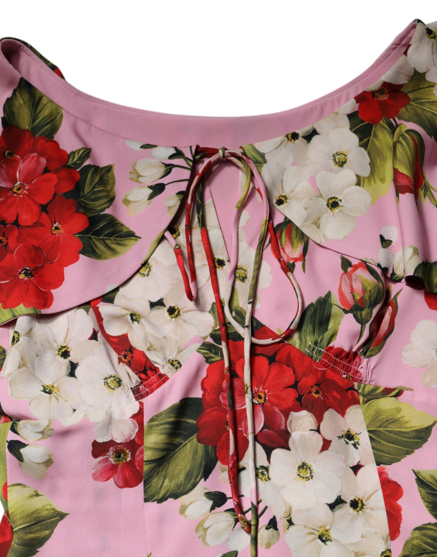 Blusa de seda Dolce & Gabbana rosa floral de manga corta