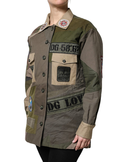 Chaqueta con botones de algodón verde militar de Dolce & Gabbana