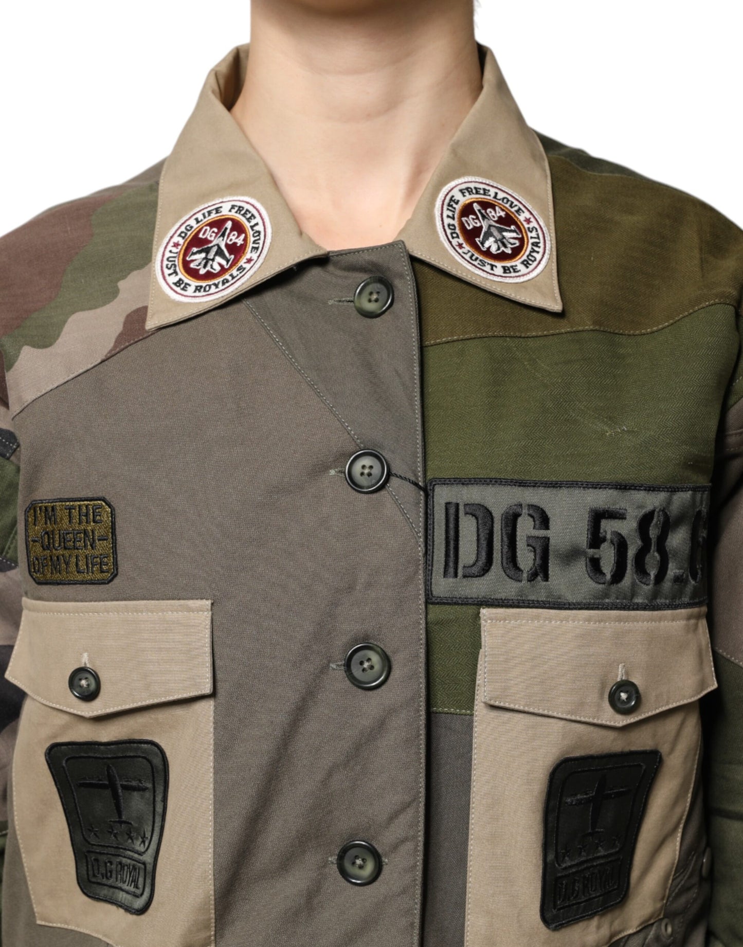 Chaqueta con botones de algodón verde militar de Dolce & Gabbana