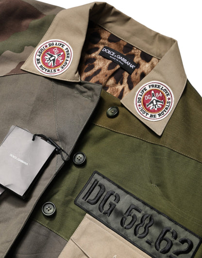 Chaqueta con botones de algodón verde militar de Dolce & Gabbana