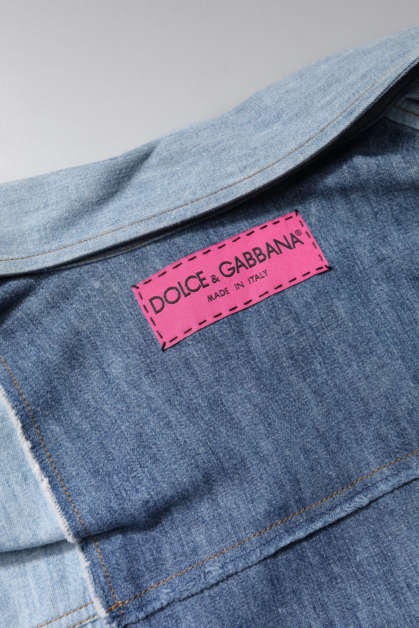 Dolce & Gabbana Blusa de manga larga con cuello y botones de algodón azul