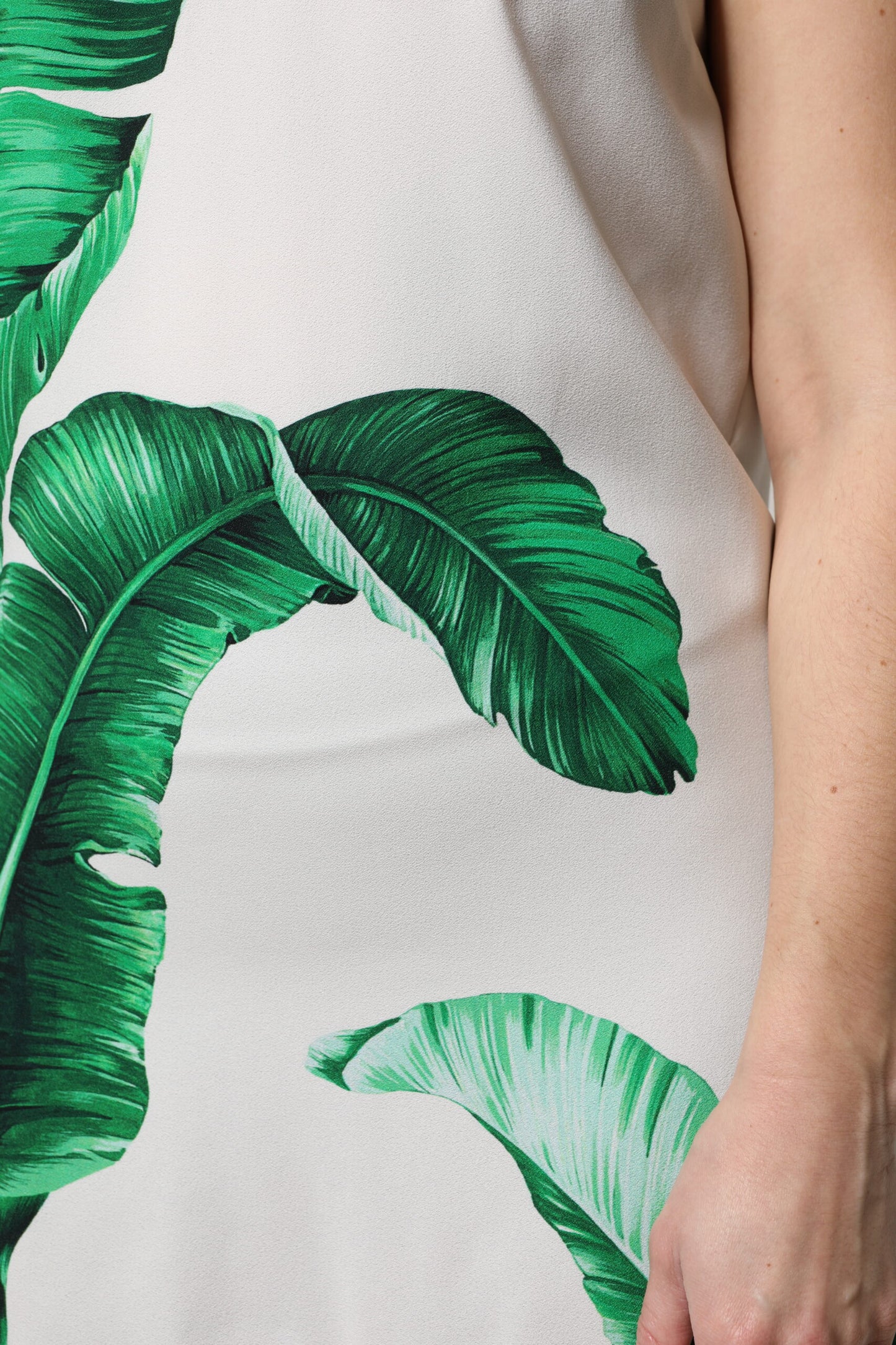 Camiseta sin mangas Dolce & Gabbana blanca con estampado de hojas de plátano y cuello redondo