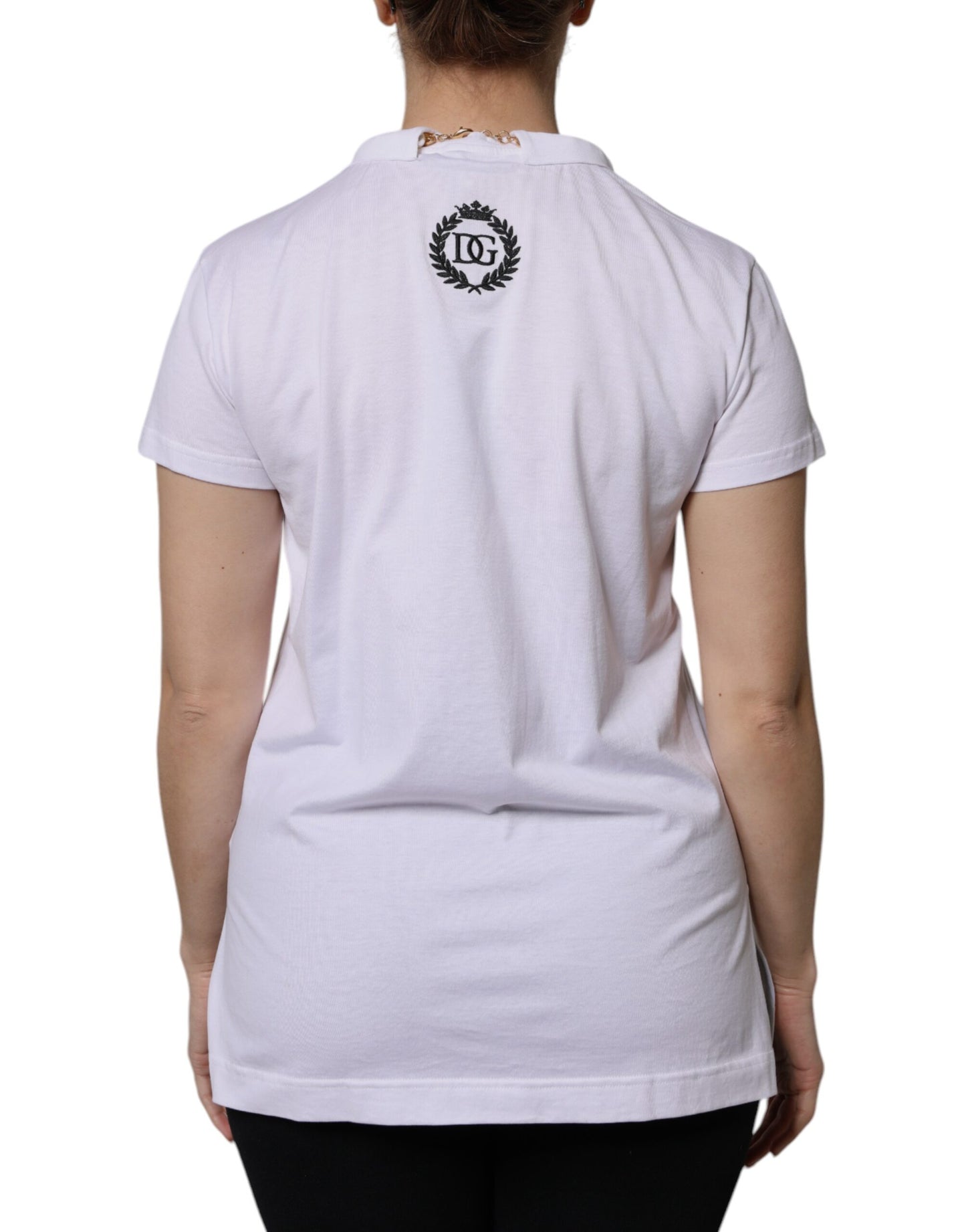 Camiseta Dolce & Gabbana blanca de manga corta de algodón con collar