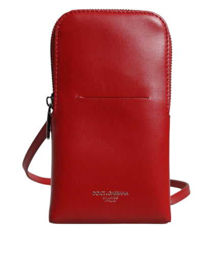 Bolso bandolera Dolce & Gabbana de cuero rojo con correa para teléfono