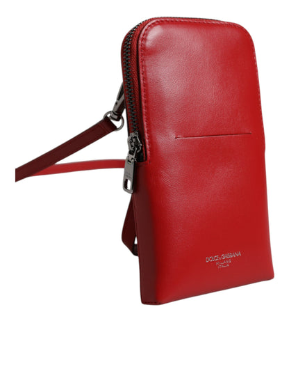 Bolso bandolera Dolce & Gabbana de cuero rojo con correa para teléfono