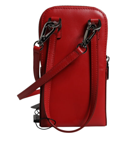 Bolso bandolera Dolce & Gabbana de cuero rojo con correa para teléfono