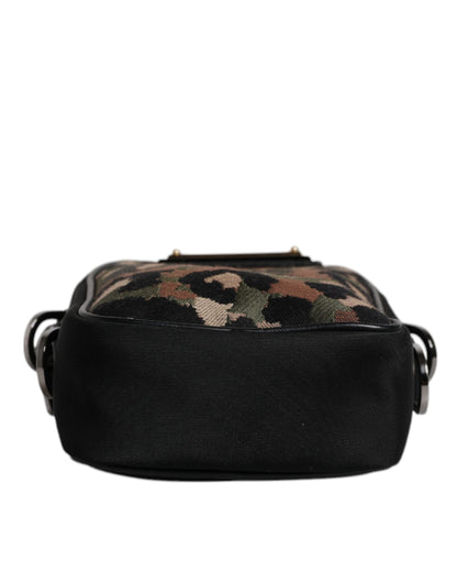 Bolso Dolce & Gabbana con correa para el cuello, jacquard de leopardo multicolor y placa con logo