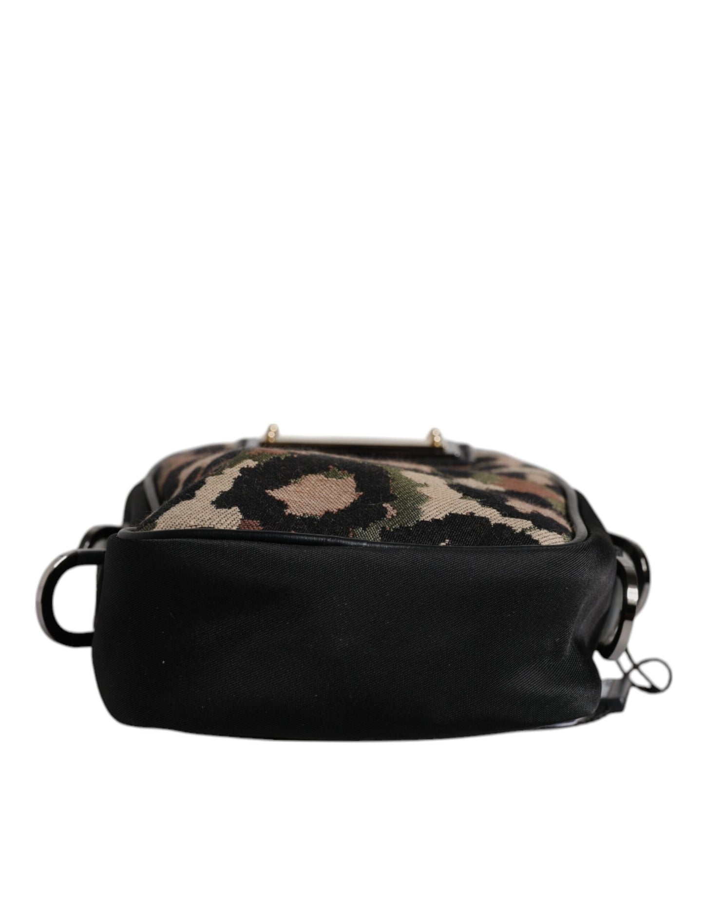 Bolso Dolce & Gabbana con correa para el cuello, jacquard de leopardo multicolor y placa con logo