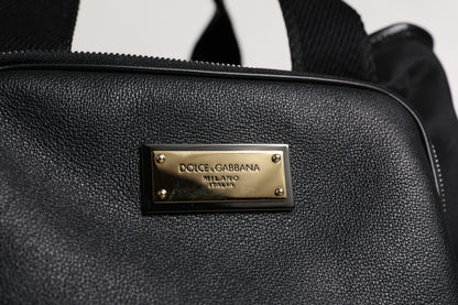 Bolso portamascotas Dolce & Gabbana negro con correa para el hombro y placa con logo