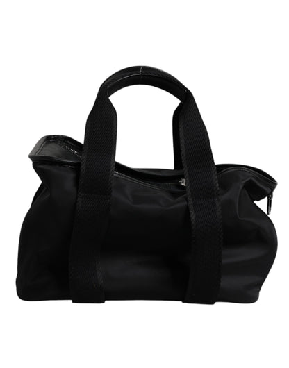 Bolso portamascotas Dolce & Gabbana negro con correa para el hombro y placa con logo