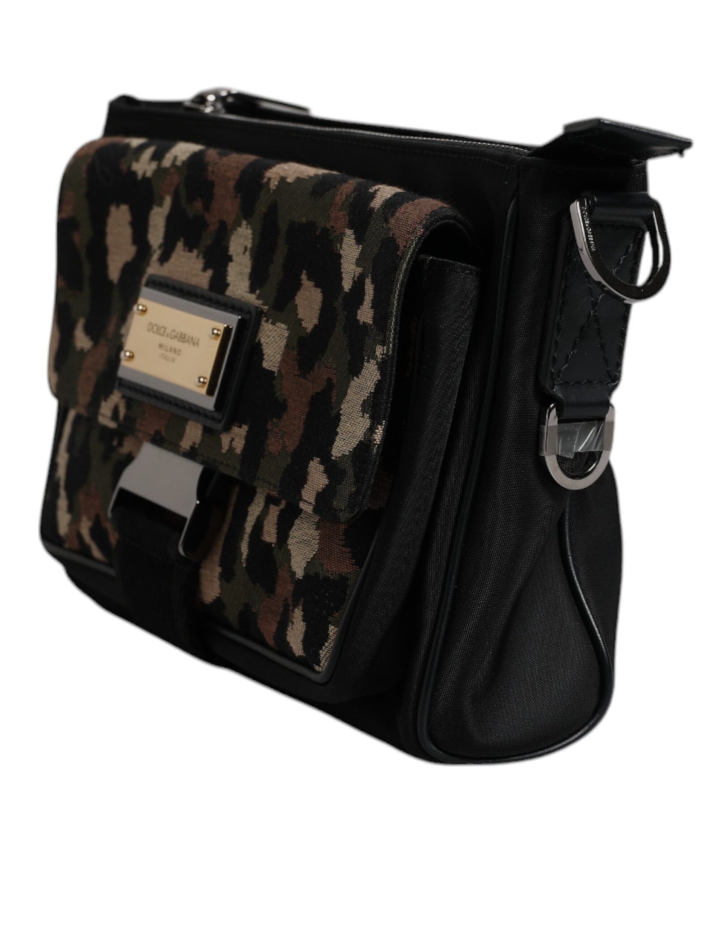 Bolso cruzado de jacquard de leopardo multicolor de Dolce & Gabbana