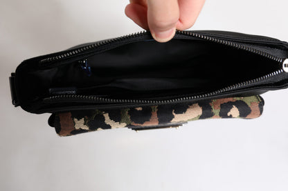 Bolso cruzado de jacquard de leopardo multicolor de Dolce & Gabbana