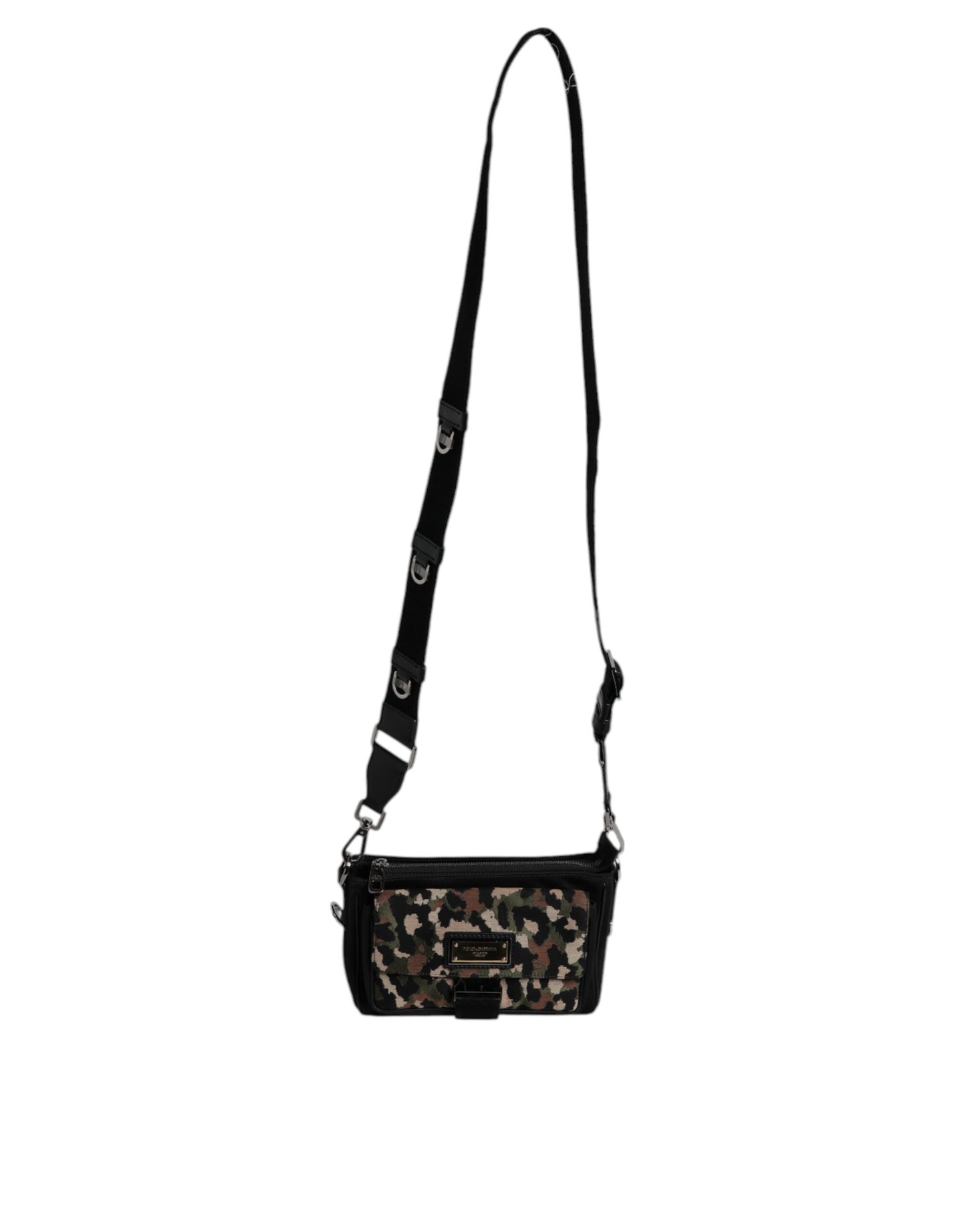 Bolso cruzado de jacquard de leopardo multicolor de Dolce & Gabbana