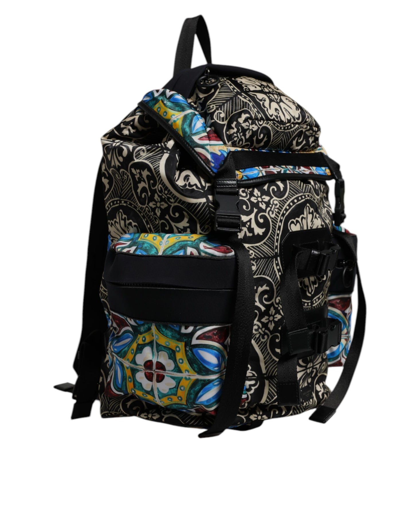 Mochila de nailon con estampado de mayólica multicolor Dolce & Gabbana