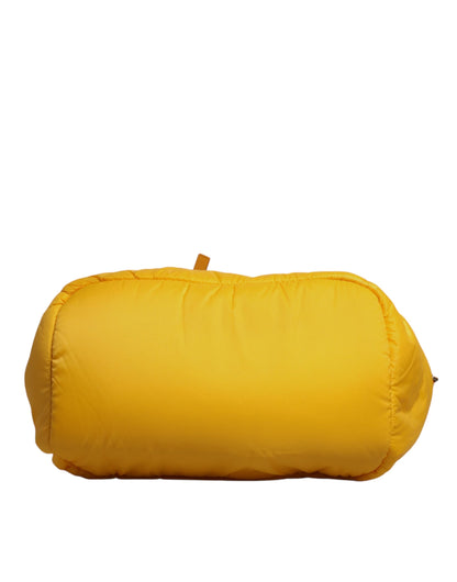 Bolso Duffle de Hombro Dolce & Gabbana de Nylon Amarillo Anaranjado con Placa del Logotipo