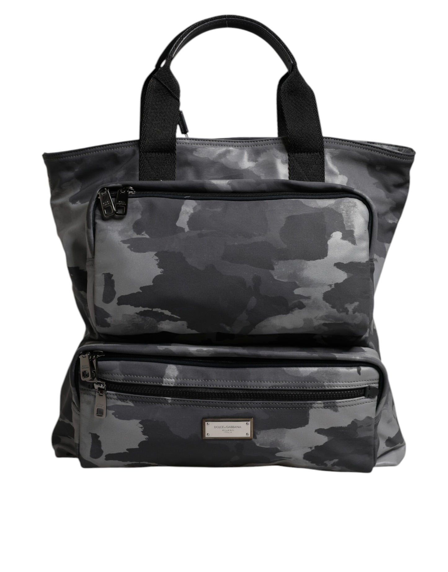 Bolso tote Dolce & Gabbana de algodón gris camuflaje con múltiples compartimentos