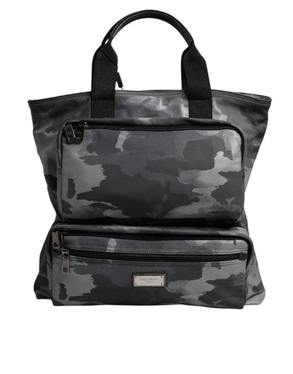 Bolso tote Dolce & Gabbana de algodón gris camuflaje con múltiples compartimentos