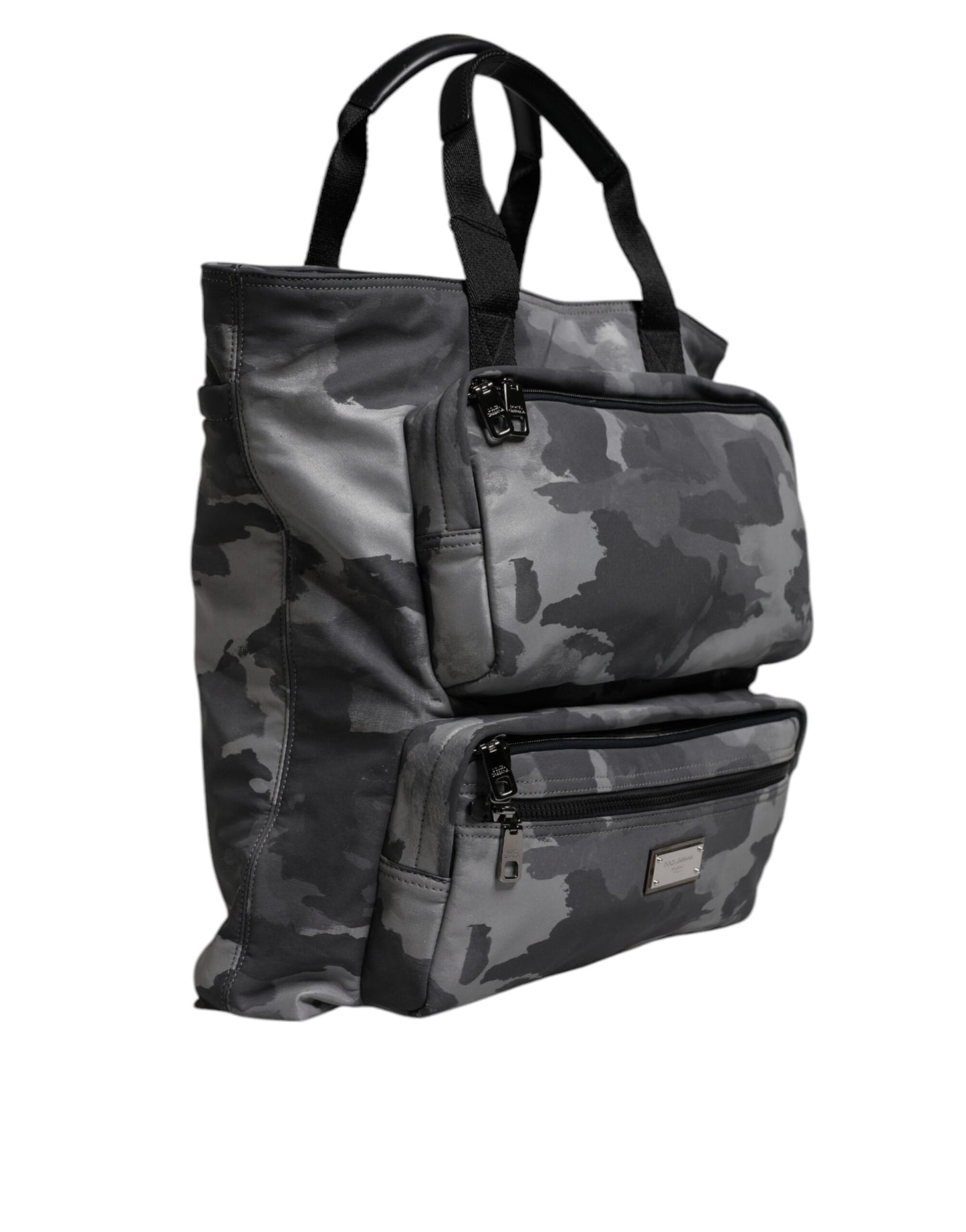 Bolso tote Dolce & Gabbana de algodón gris camuflaje con múltiples compartimentos
