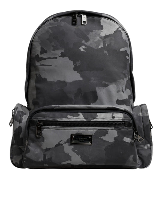 Mochila Dolce & Gabbana de Algodón Gris con Placa del Logotipo Camuflaje