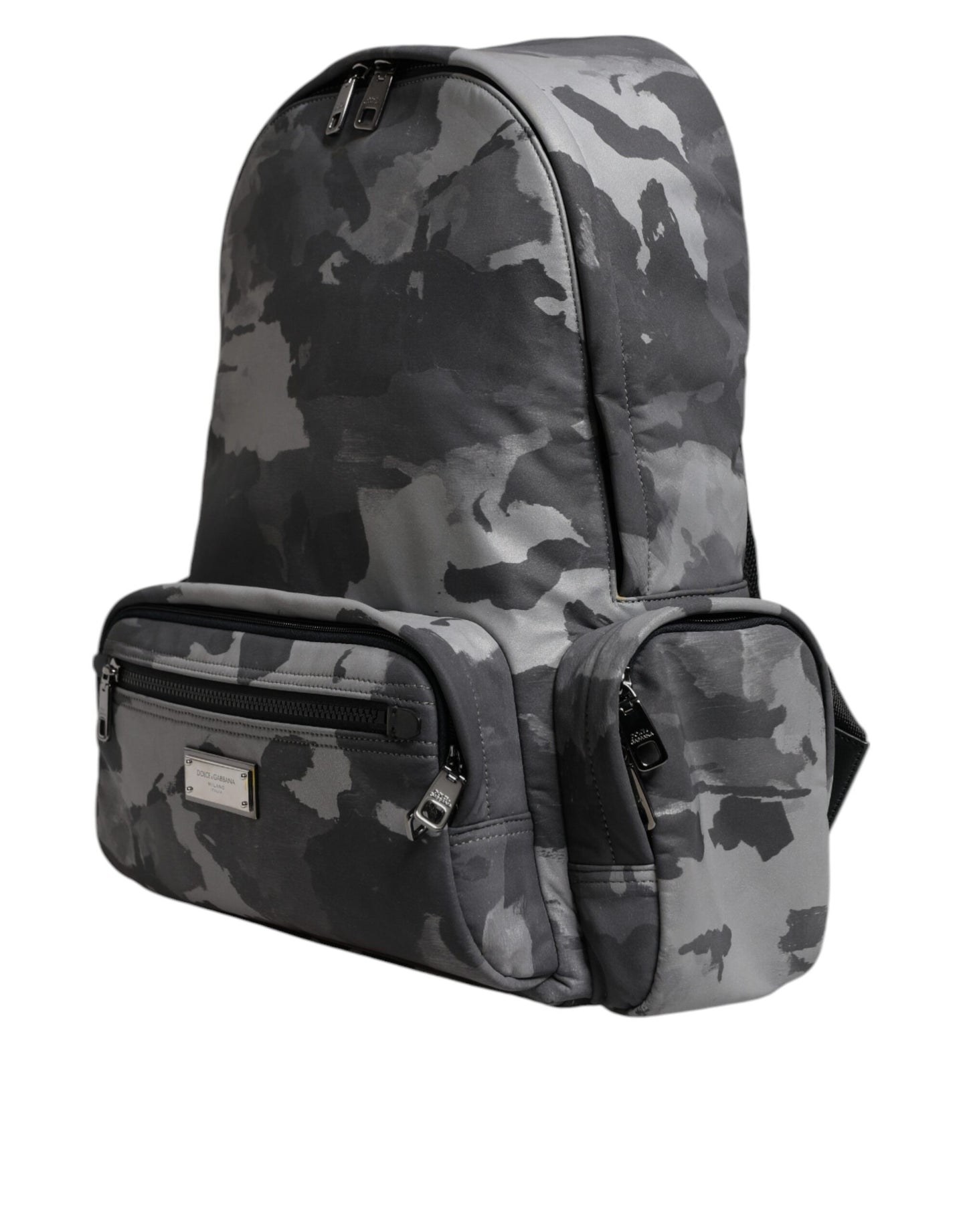 Mochila Dolce & Gabbana de Algodón Gris con Placa del Logotipo Camuflaje