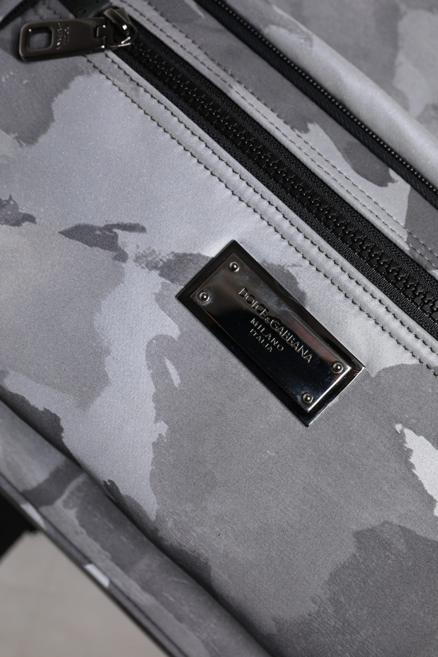 Mochila Dolce & Gabbana de Algodón Gris con Placa del Logotipo Camuflaje