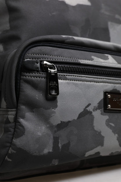 Mochila Dolce & Gabbana de Algodón Gris con Placa del Logotipo Camuflaje