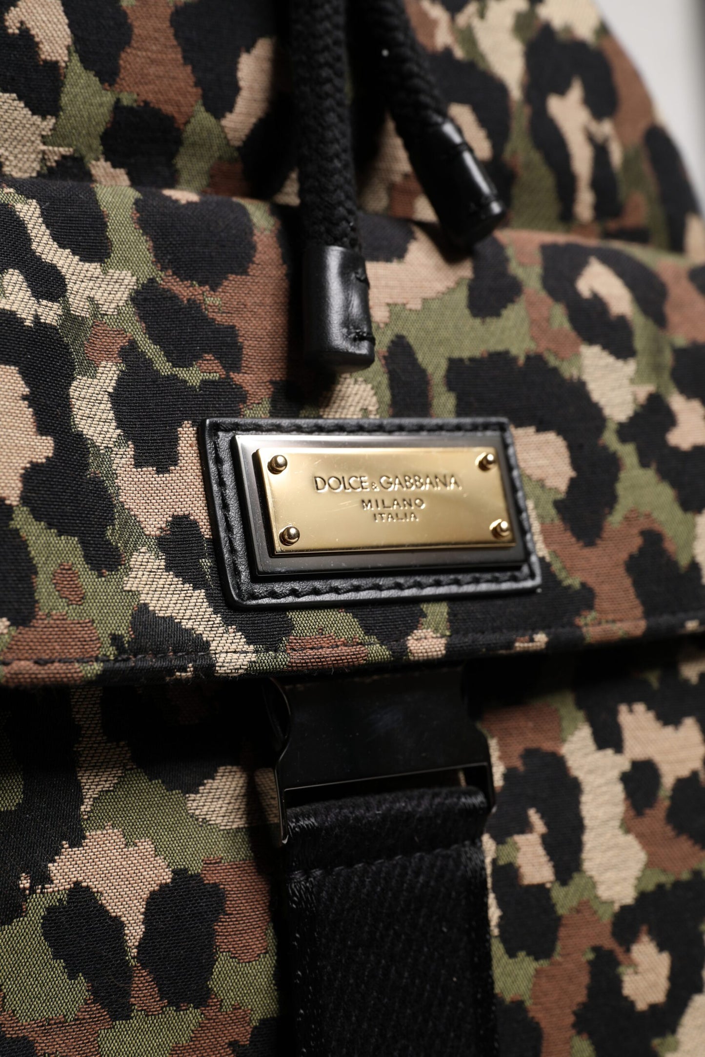 Bolso cubo al hombro de algodón con estampado de leopardo multicolor de Dolce & Gabbana
