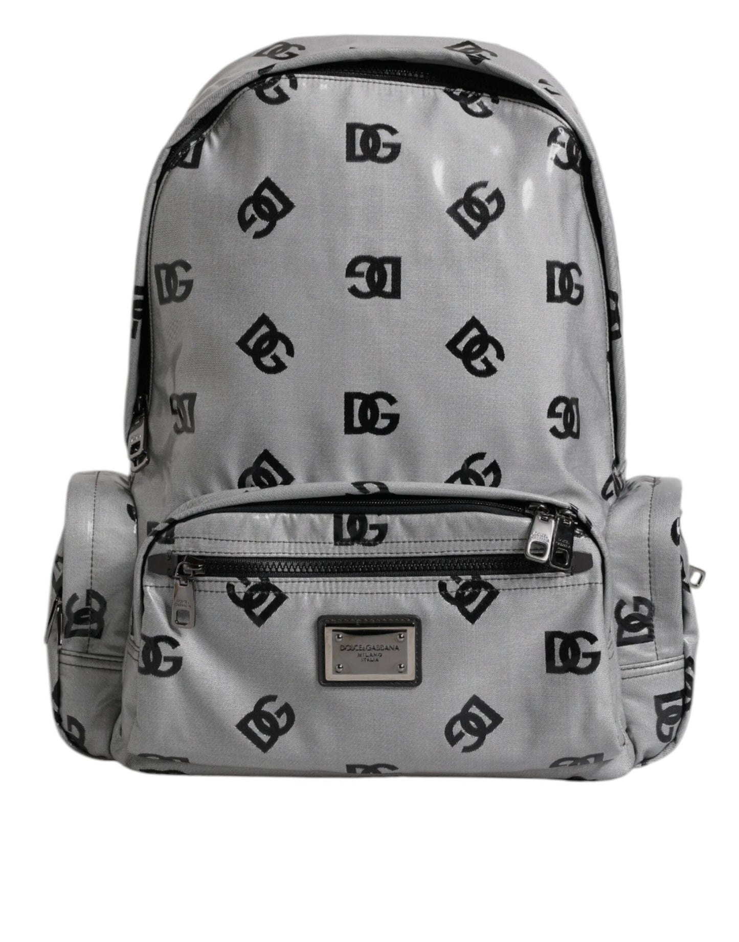 Mochila Dolce & Gabbana de poliéster gris y negro con placa de logotipo DG