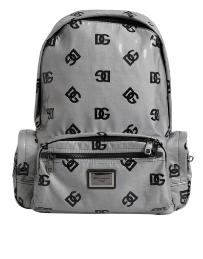 Mochila Dolce & Gabbana de poliéster gris y negro con placa de logotipo DG