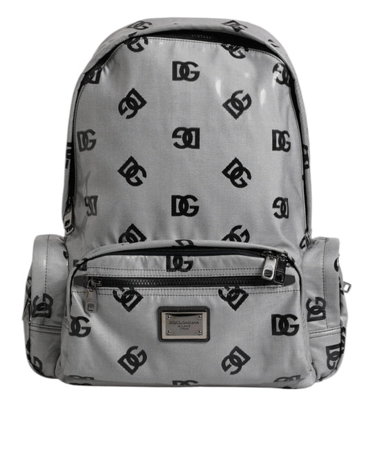 Mochila Dolce & Gabbana de poliéster gris y negro con placa de logotipo DG