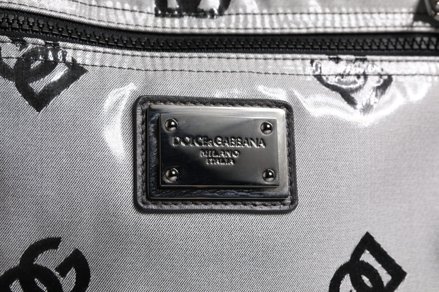 Mochila Dolce & Gabbana de poliéster gris y negro con placa de logotipo DG