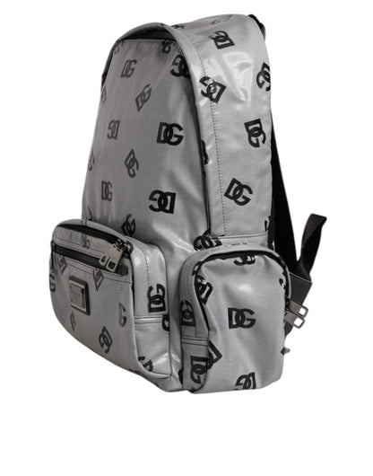 Mochila Dolce & Gabbana de poliéster gris y negro con placa de logotipo DG