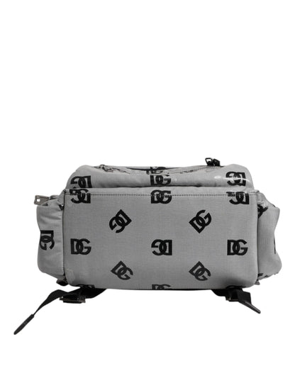 Mochila Dolce & Gabbana de poliéster gris y negro con placa de logotipo DG