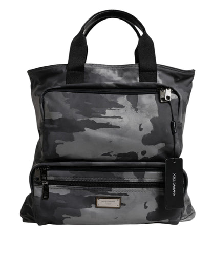 Bolso Dolce & Gabbana con correa para el hombro, placa con logo y camuflaje negro
