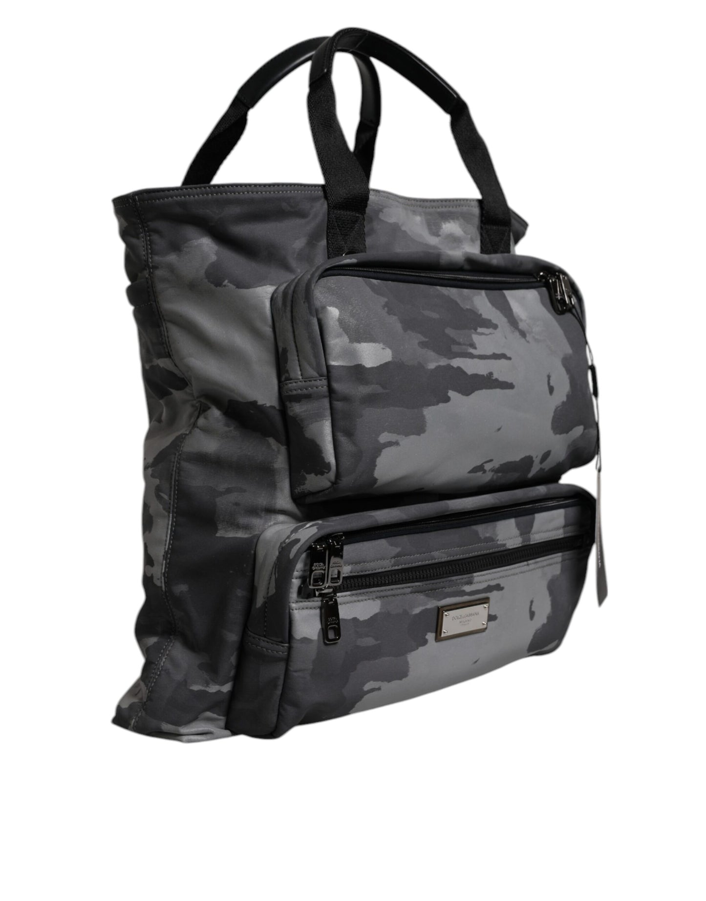 Bolso Dolce & Gabbana con correa para el hombro, placa con logo y camuflaje negro