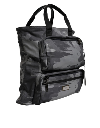 Bolso Dolce & Gabbana con correa para el hombro, placa con logo y camuflaje negro