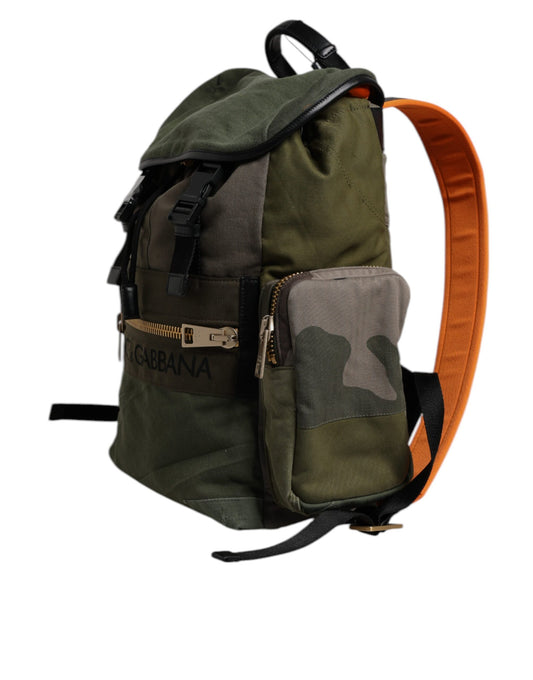 Mochila escolar Dolce & Gabbana verde militar con retazos