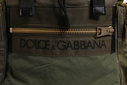Mochila escolar Dolce & Gabbana verde militar con retazos
