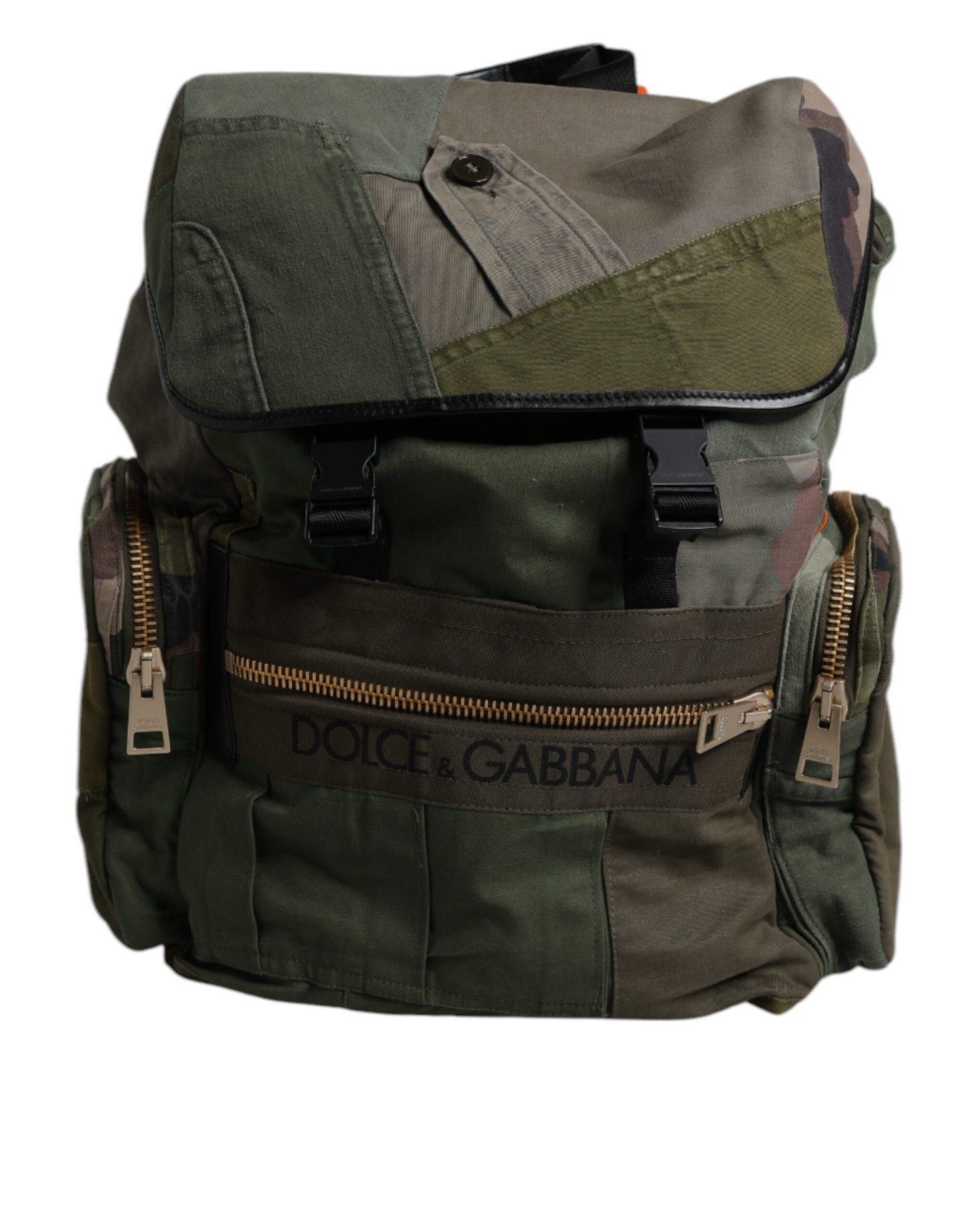 Mochila de viaje de patchwork en verde militar Dolce & Gabbana