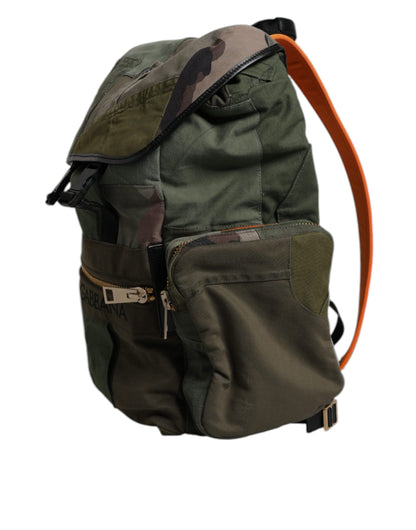 Mochila de viaje de patchwork en verde militar Dolce & Gabbana